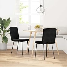Modern Dining Chair Set of 2, Black Velvet Upholstered Side Chairs with Sturdy Plywood Frame and Metal Tapered Legs for Kitchen, Dining Room, Office, Comfortable and Stylish Seating