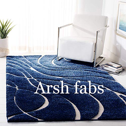 Image of Modern Shaggy Carpet (Blue, Polypropylene, 6x9 Feet)