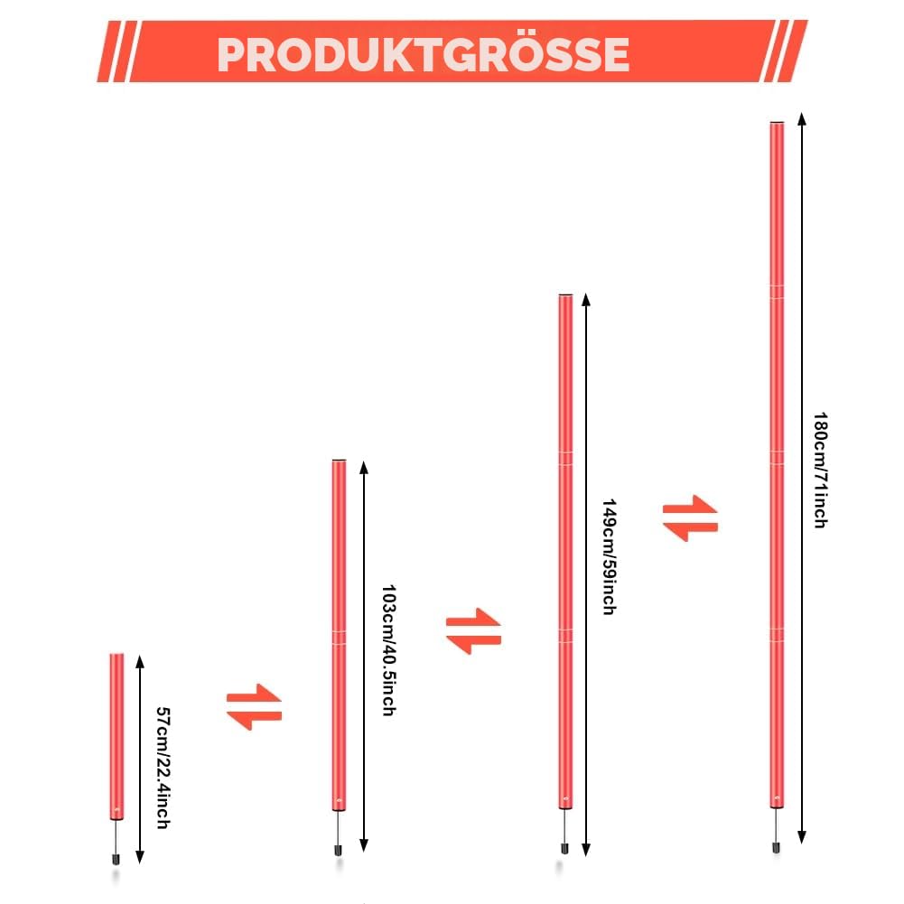 Slalomstangen-Set für Fußball, Agility-Training, inklusive Stangen, 6 Stück, Agility-Leiter, 10 Fußballkegel, Springseil für Geschwindigkeitstraining, Fußballtraining, Basketball und Fitness
