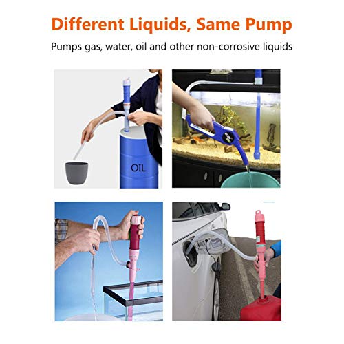 2 Pack Battery Powered Water Diesel Gas Oil Transfer Pump Portable Hand Held Electric Plastic Liquid Pumping Manual Sucker Pump for Fuel,Oil,Water,Gas,Fish Tank (Red + Blue)