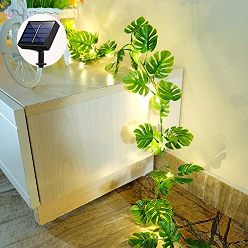 Guirlande solaire rotin tropical et feuilles de vigne pour déco de table