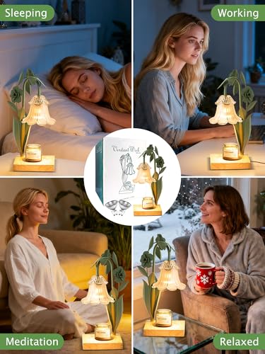 Image of Candle Warmer Lamp with Timer Dimmer, Adjustable Height Flower Candle Lamp Warmer, House Warming Gifts New Home Decor, Mothers Day Birthday Gifts for Women Mom Sister, Wax Melt Warmer for Jar Candles