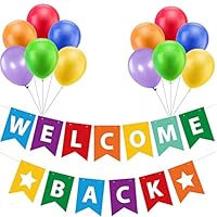Elicola Welcome Back Banner for Back to Home School Family Photography Props Party Decoration Rainbow Color