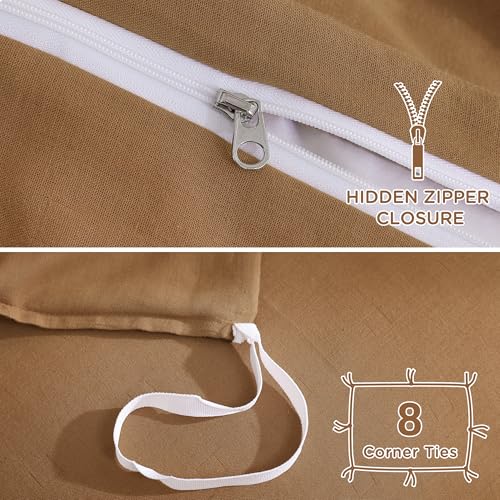 Image of TOCOMOA Muslin Duvet Cover 100% Cotton Like Linen Texture Breathable Soft Comfy 3-Piece Burnt Orange Comforter Cover Fall Bedding Set (King 104 inchx90 inch, Comforter Not Included)