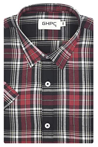 Image of GHPC 100% Cotton Checkered Half Sleeves Regular Fit Formal Shirt for Men