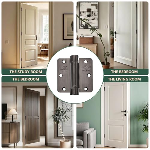 Self Closing Hinge 3 ½"x 3 ½" Oil Rubbed Bronze Auto Close Spring Hinge Adjustable 3 1/2 Inch Door Closer Hinge 1/4" Radius Corner for Commercial Auto Self-Closing Door UL Listed, 3 Pieces by SORGMACH - Image 4