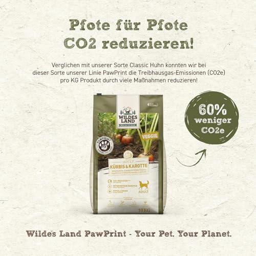 Wildes Land PawPrint - Veggie - 10 kg - Kürbis & Karotte mit frischem Gemüse & Wildkräutern