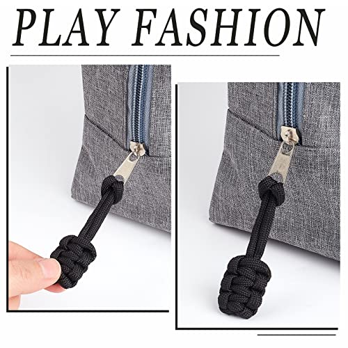 Image of GORGECRAFT 10PCS Zipper Pulls Replacement Universal Nylon Zipper Repair Kit Zipper Slider Pull Tab Zipper Fixer Metal Zipper Head Hand Woven Pull Rope Zipper Handle Cord Pull Tab for Bags, Black