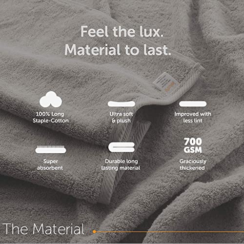 Joluzzy Hand Towels For Bathroom Set, (20 X 30 Inches) 100% Long-Staple Cotton - Extreme Soft/Plush/Thick - High Absorbent - Luxury Hotel Quality - Silver-Gray Hand Towel/Hair Towel - Set Of 2 #TOP1