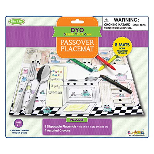 Rite Lite Passover Coloring Placemat Kit - Kids Coloring Kit for Passover
