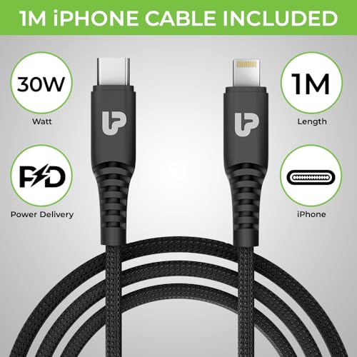 Image of Ultraprolink | 48W Dual Port Fast Car Charger|30W Type C PD-PPS Port+18W USB-A QC3.0 Port| for iPhone 14 /13 /12 /11, iPads | Includes 1m USB C to iPhone PD Cable | Mach48|UM1157L | Black