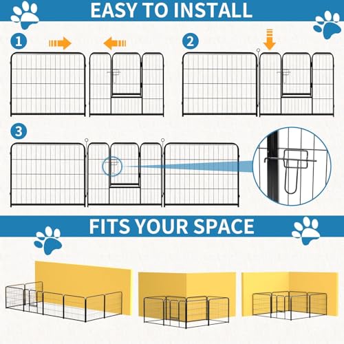 Image of NEWBULIG Dog Playpen Indoor 8 Panels 40 Inch, Metal Outdoor Dog Fence Pen | Heavy Duty Metal Exercise Pen, Foldable Portable, RV Camping, Yard Garden, Small Medium Large Dogs Pet Pen