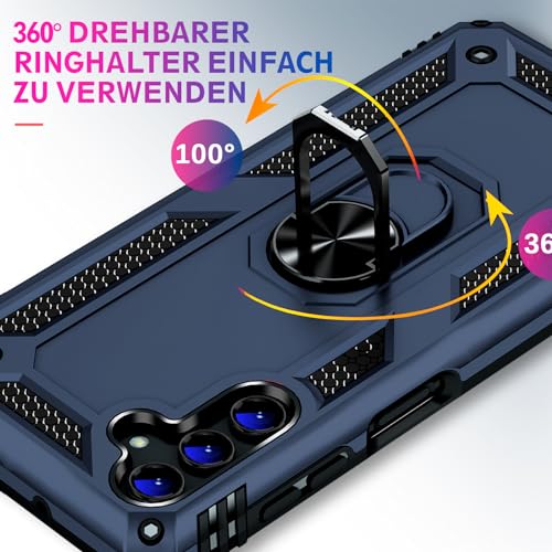 Image of Heavy Duty Case for Samsung Galaxy S25 Plus Phone Case with Screen Protector, Military Grade Shockproof Rugged Protective Cover for Samsung S25 Plus, with Metal Ring Magnetic Kickstand (Blue)