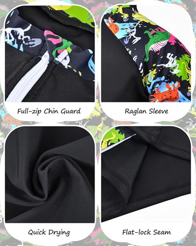 Boys Two Piece Rash Guard Swimsuits Long Sleeve Zipper Swim Shirt and Trunks Bathing Suit Swimwear Set4
