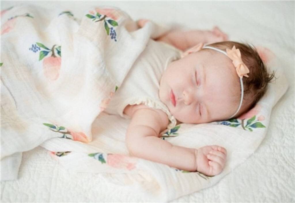 Lot de 2 grands langes en mousseline pour bébé fille, 120 x 120 cm, grands carrés en mousseline et couverture de réception pour nouveau-né, serviette en coton bio MUS01 Rose
