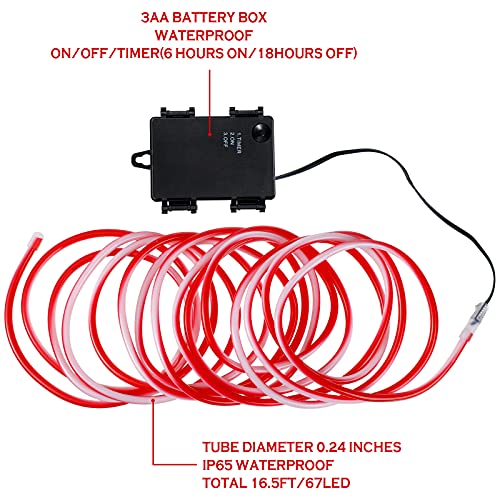 16.5 Feet 67 Led Christmas Rope Lights Candy Cane Christmas Lights Fairy Lights Battery Operated String Lights With Timer Battery Box For Christmas Garden Outdoor Indoor Decor (Red And White,1 Pack) #TOP1