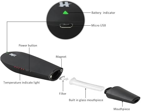 BLK Black Mamba Dry Herb Vaporizer, New & Improved 2021 Edition! ! 5 Temp Settings, Ceramic Chamber, Glass Air Path, Ergonomic Design