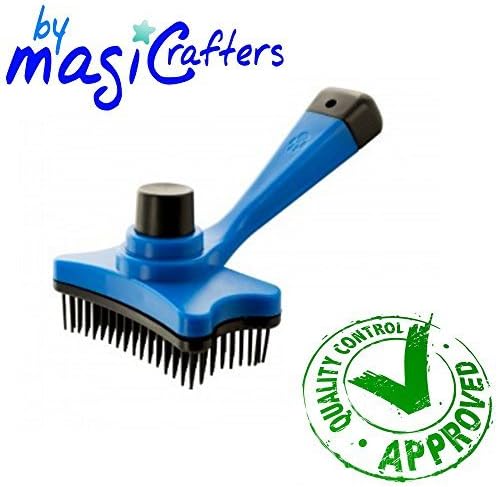 Dog and Cat Brush - Grooming - Hair - Fur - Self Cleaning - No Mess - Flexible Plastic Bristles - Soft And Gentle - Easy To Use + FREE BONUS DOG AND CAT CARE EBOOK + By magiCrafters