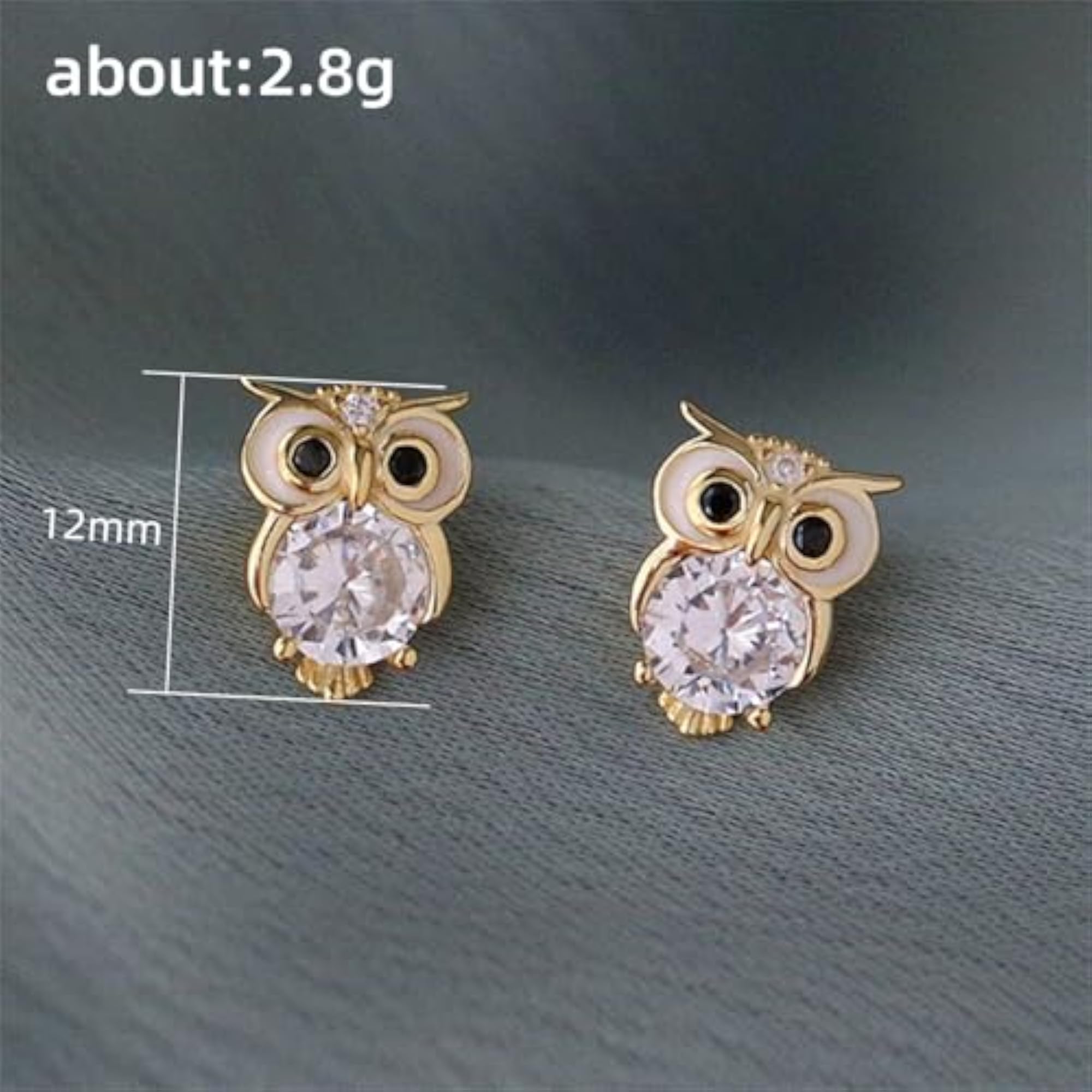 Cute Dainty Owl Crystal Stud Earrings for Women