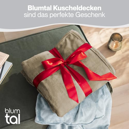 Blumtal Kuscheldecke flauschig - Oeko-TEX zertifizierte Fleecedecke 270x230 cm - Wohndecke 270x230 cm - Taupe Decke - Wohn- & Kuscheldecke/… – Ansicht 5