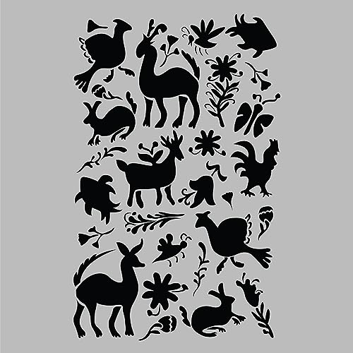 Image of Kayra Decor Mexican Art Kids Room Wall Stencil -Pack of 1, Sheet Size 24 x 36 inch /Design Size 19.75 x 31 inch.