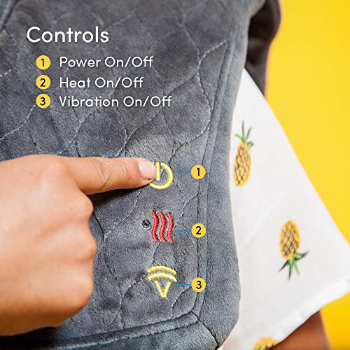 Vibration Massage Wrap with Subtle Heat | Adjustable Intensity, Soft Fabric | Shoulder Massage, Relieves Neck, Upper Back, Shoulder Tension | Gray - Thumbnail 2