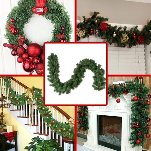 Tannengirlande Weihnachtsgirlande Kunststoff Grün für Außen und Treppe, Weihnachtsdeko Girlande Weihnachten – 10 m