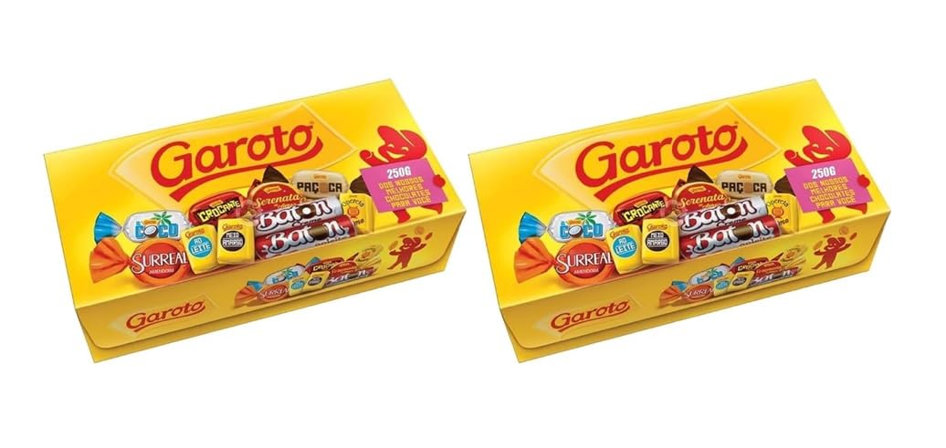 GAROTO Bombons Sortidos 300 gr. 2 PACK (Crocante, Talento Maracuja, Talento Duo Caramelo, Baton, Caribe, Pacoca, Coco)