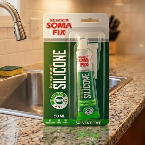 Image of Clear Silicone Caulk (No Gun Needed) Flexible & Waterproof Caulking Tube | Silicone Sealant for Bathroom, Kitchen, Aquarium, Sink, Window, Countertop - 1.7 fl.oz