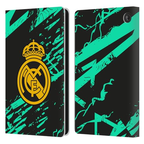 Étui Real Madrid CF pour Amazon Fire 7 2022 Housse Portefeuille Vert et Or