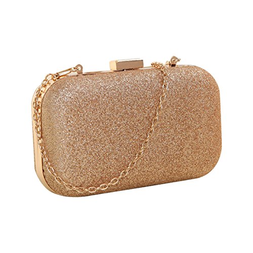 Yikaisu Fashion Hard Case Chain Strap Shoulder Messenger Bag Evening Bag Party Handbag Clutch Gold #TOP4
