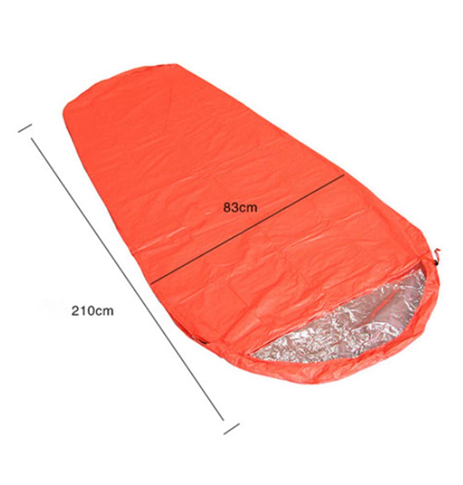 Sacco a Pelo per Arrampicata all'Aperto Doppio/Coppia Campeggio Isolamento Termico Termoriflettente Sacco a Pelo di Emergenza, Arancione 210x83cm