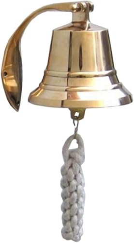 Hampton Nautical BL2021-5B Campana de puerto colgante chapada en latón de 4 pulgadas - Decoración náutica - Decoración náutica para el hogar