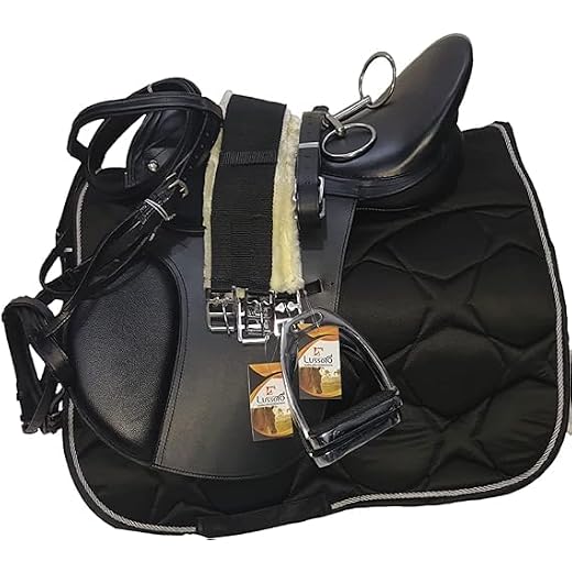 Lussoro Leather English Riding Horse Saddle Starter Kit for Horse 6 Pcs Riding Gift Set (Size 16)