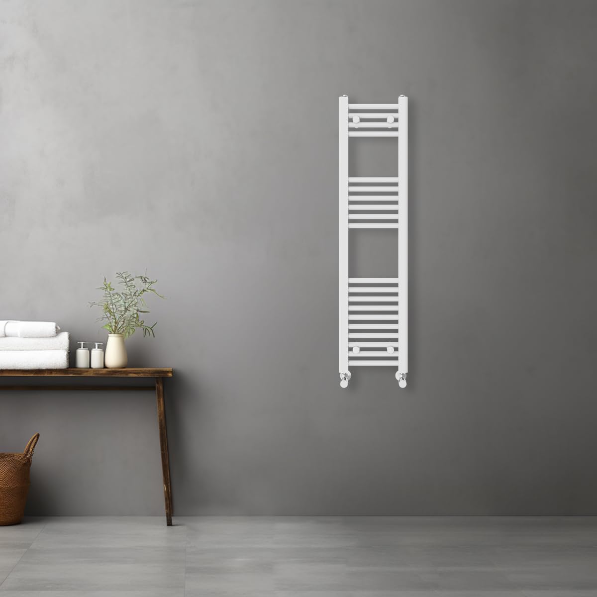 Warmehaus White Contemporary Straight Heated Bathroom Towel Rail Radiator Rad - 1200X300mm