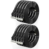 Cat 6 Ethernet Cable 5ft (10 Pack) (at a Cat5e Price but Higher Bandwidth) Flat Internet Network Cables - Cat6 Ethernet Patch Cable Short - Black Computer LAN Cable with Snagless RJ45 Connectors
