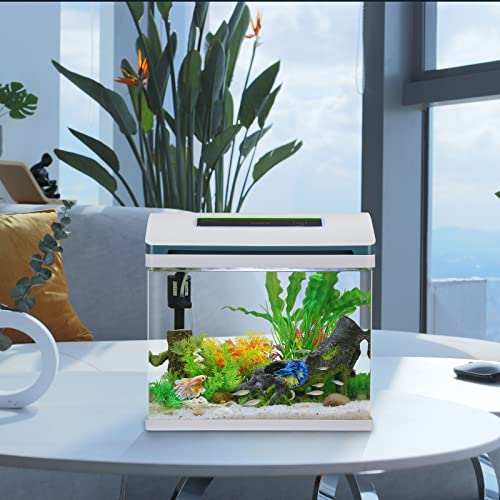 Betta Fish Tank Glass 5 Gallon Self Cleaning Small Aquarium Starter Kits Desktop Room Decor w/LED Light & Filters Water Pump - Thumbnail 5