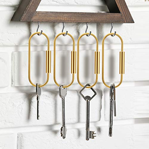Image of WILLBOND Brass Carabiner Key Ring Locking Screw Carabiner Clips Round Key Rings Keychain Kit for Handbags Purse Bag Charm