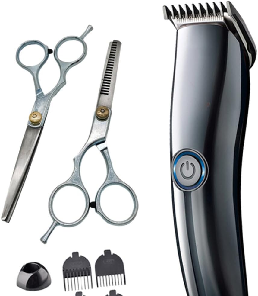 Professional Haircutting Kit with USB Rechargeable Electric Hair Clipper, Hairdressing Scissors, Abs Hairdressing Apron, and Clipper Comb for Salon and Personal Use