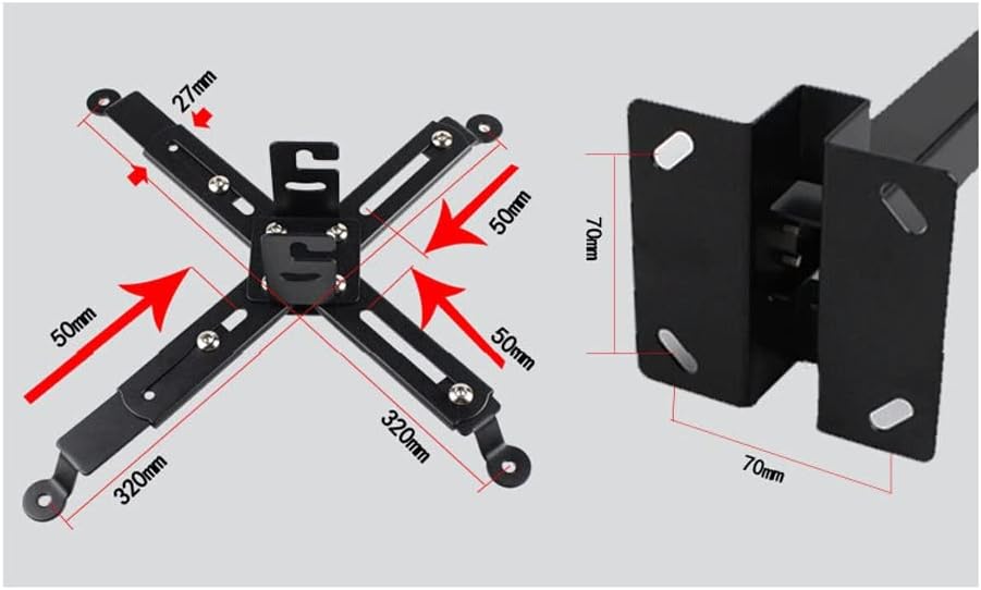 Black Color Projector Ceiling Mount Adjustable 43 to 65cm Roof Bracket Beamer Wall Hanger