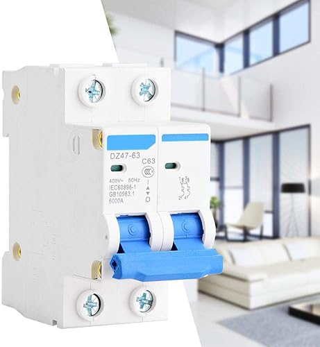 Miniatura 10 de Disyuntor miniatura de CA DZ47-63 Interruptor de circuito en miniatura de baja tensión 2P 400V AC Interruptor de aire de protección de fugas