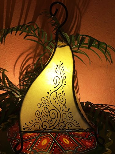 Orientalische Tischlampe Rahaf 35cm Lederlampe Hennalampe Lampe | Marokkanische kleine Tischlampen aus Metall… – Bild 5