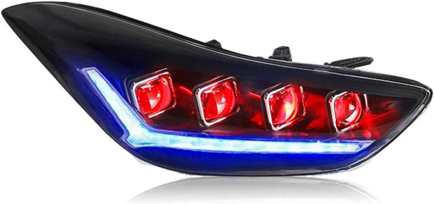 T T-ABC Full LED Headlights for 2011-2016 Hyundai Elantra Sedan Coupe with Sequential Startup Show (Devil Eye 4-Lens)