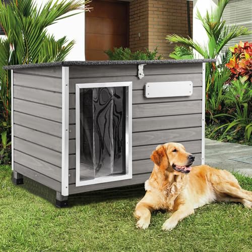 Large Dog House Outdoor Weatherproof Wooden Igloo Dog House with Raised Feet for Small to Large Dogs, Dog Houses Breed with Removable Floors, Waterpro