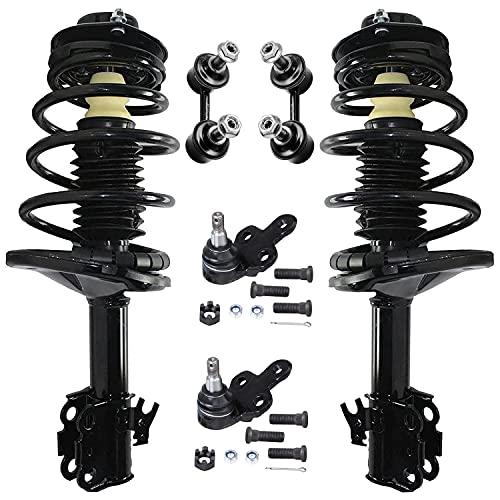 Image of Detroit Axle - Front 6pc Struts Kit for 92-96 Toyota Camry, 95-96 Avalon, Lower Ball Joints Sway Bars Struts w /Coil Spring 1992 1993 1994 1995 1996 Replacement Suspension
