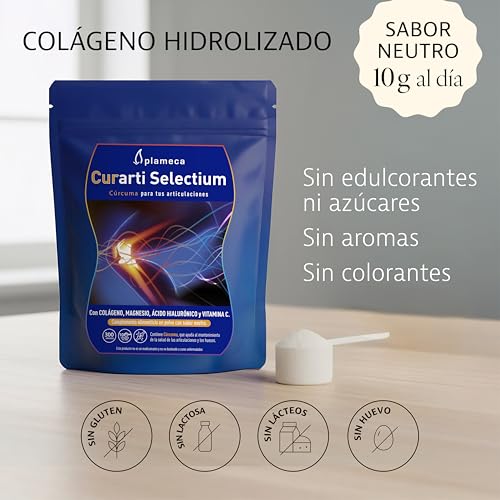 Plameca Curarti Selectium - Colágeno con Magnesio, Ácido Hialurónico, Vitamina C y Cúrcuma - Sabor Neutro - Formato Polvo, 300 gr - imagen 2