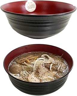 Japan Plastic Ramen Bowls Made by Japanese Historical Manufacturer, Set of 2, Dishwasher & Microwave Safe, 41oz (standard size) Light and Unbreakable, Coated Using Traditional Techniques (2)