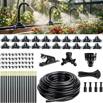 2026 Upgrade 100Ft 1/4" Drip Irrigation System Garden Watering Kit with 20 Adjustable Nozzles