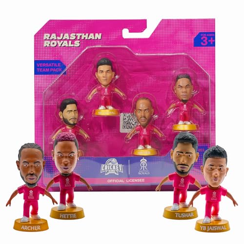 Image of Action Figure, IPL Edition, Rajasthan Royals Pack of 4 | 360 Rotatable Head, Cricket Player, For Fans & Collectors