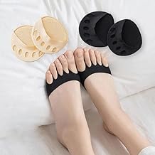 Fancy Products Honeycomb Fabric Forefoot Pads Women High Heels Invisible Socks High Heel Comfort Pads for Relieving Foot Fatigue Comfortable Non-Slip Corrective Toe Socks Pad (Black & Beige)